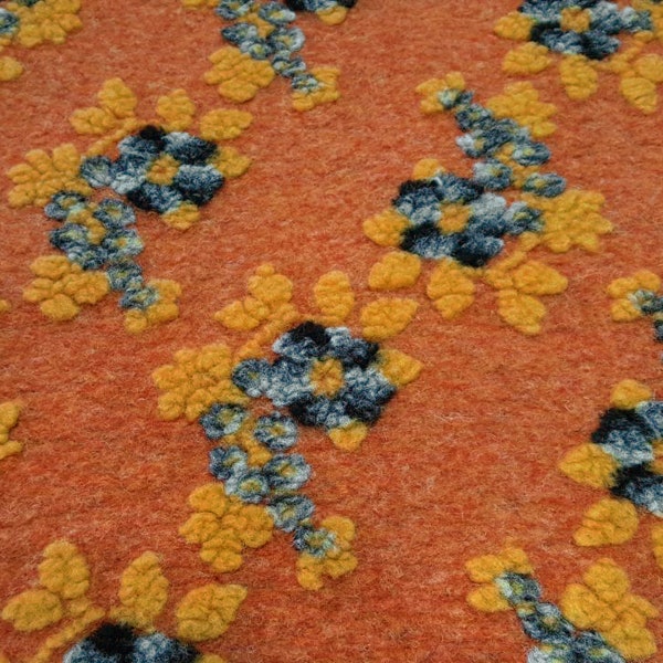 Fabric Italian Sample walk Walkloden relief flowers orange curry gray coat fabric dress fabric traditional fabric