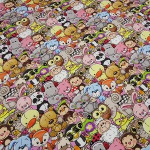 Fabric Cotton French Terry Sweatshirt fabric Summer sweat Crazy Animals animals multicolor colorful dress fabric children's fabric