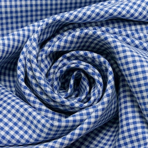 Fabric cotton Zefir check 2 mm in blue white checked clothing fabric breast fabric decorative fabric