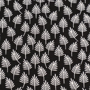 Tela jersey de viscosa hojas árboles negro blanco tela de vestir tela infantil