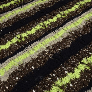 Tissu en grosse maille de laine tricotée avec motif tricoté et fil lurex vert fluo marron noir beige or tissu pour robe tissu pour pull