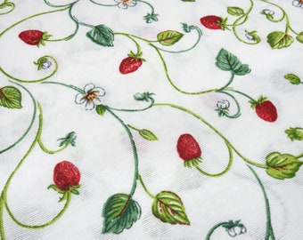 Fabric decoration fabric strawberries tendrils design white green red pocket fabric tablecloth fabric patchwork fabric cushion cover fabric