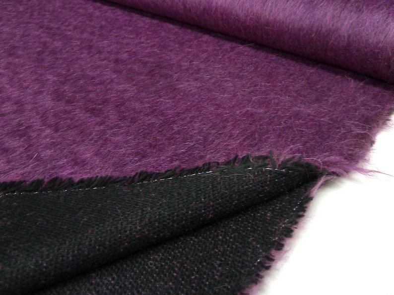 Fabric noble Ital Alpaca flush felon limit Fur imitat Fake Fur fuchsia purple melange mantle fabric jacket fabric