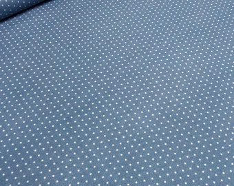 Cotton poplin fabric with 2 mm dots, polka dot design, denim blue and white, dress fabric, blouse fabric, decorative fabric