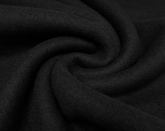 Tissu italien épais. Tissu tricoté polaire mérinos double face laine uni noir manteau tissu veste tissu robe tissu