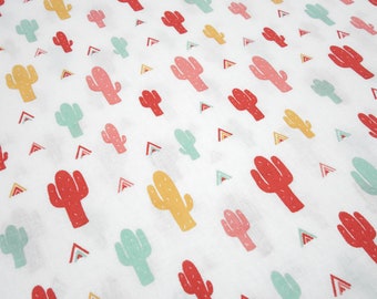 Tissu coton popeline cactus cactus blanc rouge orange vert chemisier tissu robe tissu tissu décoratif