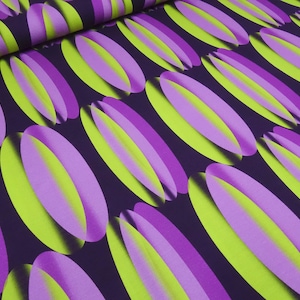 Fabric viscose jersey geometric pattern lilac violet purple green retro dress fabric children&#39;s fabric