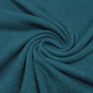 Fabric Italian Knitted fabric 100% Merino Merino knit wool plain petrol melange dress fabric children's fabric