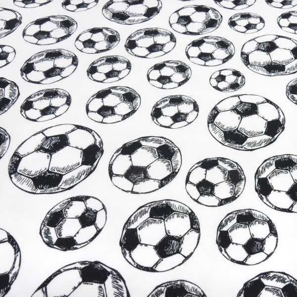 Tissu coton jersey football ballons de football design blanc noir tissu pour enfants tissu de robe