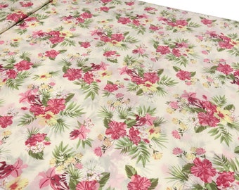 Fabric cotton voile flowers vanilla pink red green yellow blouse fabric dress fabric