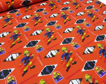 Fabric cotton jersey Fireman Sam orange red colorful children's fabric dress fabric license fabric