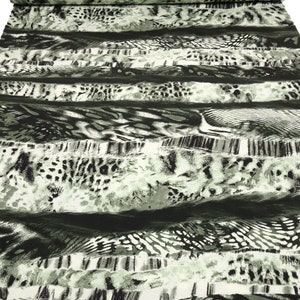 Fabric viscose jersey abstract animal fur design green-grey black ecrú dress fabric