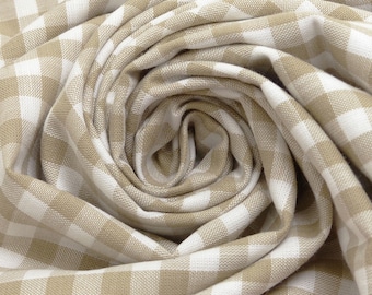 Fabric cotton Zefir check 1 cm beige sand white checked dress fabric decorative fabric blouse fabric