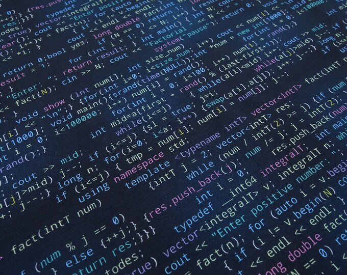 Coding Like Terry Fabric Cotton French Terry Computer Code 2 Nerd Navy Blue Red Yellow ...