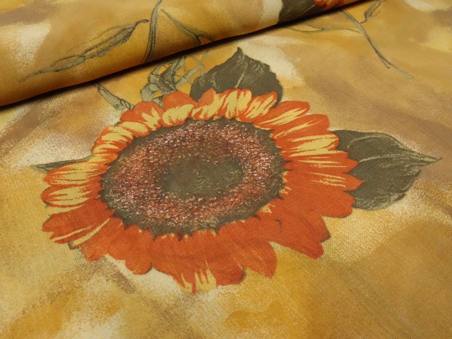 OneOone Viskose Chiffon Stoff Mit Blatt- Und Rosenblumen-Druck – 42 Zoll Breit, Für Nähprojekte