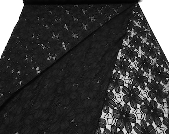 Fabric lace lace fabric elastic with floral pattern black dress fabric