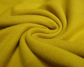 Fabric Italian Knitted fabric 100% Merino Merino knit wool plain curry mustard yellow dress fabric