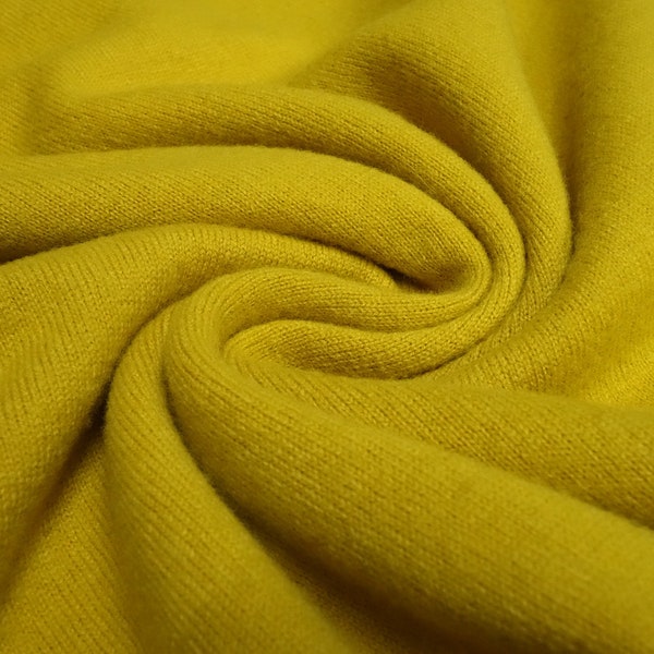 Fabric Italian Knitted fabric 100% Merino Merino knit wool plain curry mustard yellow dress fabric