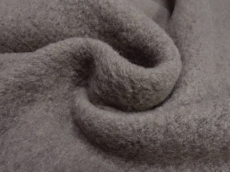 Kochwolle gekochte Wolle Walkloden beige braun uni Stoff Ital