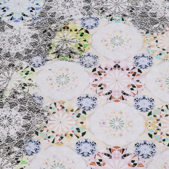 Tela De Viscosa Jersey Con Estampado Floral Blanco Verde Amarillo Naranja Grisáceo Tela De Vestido - España