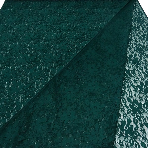 Tissu dentelle stretch tissu dentelle motif fleur vert sapin vert foncé tissu robe vert foncé