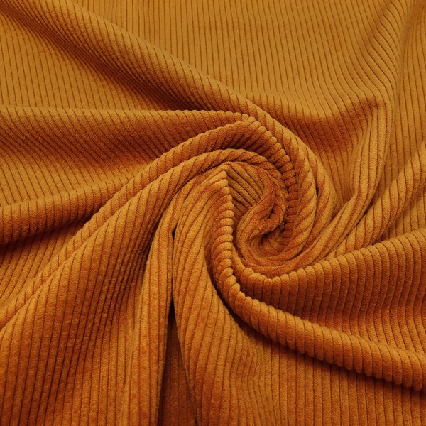 Stoff Stretch Cord Breitcord uni rost orange Kleiderstoff Hosenstoff Kinderstoff Dekostoff