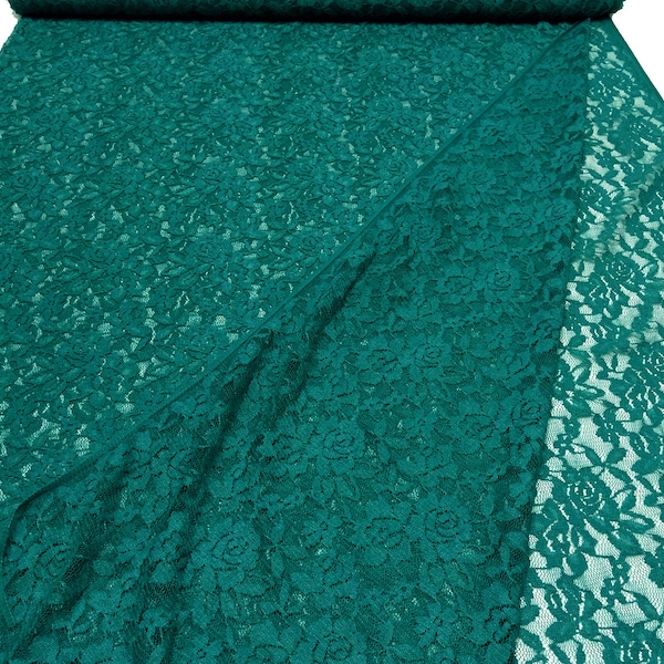 Tissu dentelle tissu dentelle stretch avec motif fleuri tissu robe vert pétrole