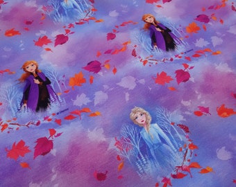 Cotton jersey fabric Disney Frozen Anna Elsa blue purple orange multicolored children's fabric dress fabric licensed fabric