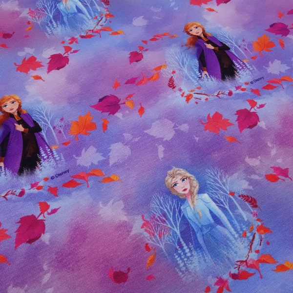 Fabric cotton jersey Disney Frozen Anna Elsa blue purple orange colorful children's clothing fabric licensed fabric