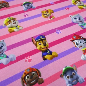 Tessuto jersey di cotone con stampa su licenza Paw Patrol rosa rosa colorato tessuto a righe per bambini tessuto per abito tessuto con licenza