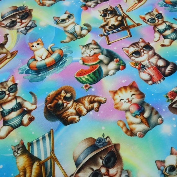 Jersey Stoff Baumwolljersey Katzen Stoff Baumwolle Jersey Mit