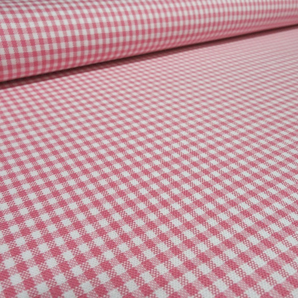 Stoff Baumwolle 2 mm Zefir Karo rosa weiß kariert Kleiderstoff Kinderstoff Dekostoff