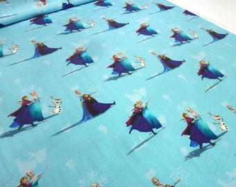 Fabric cotton jersey Frozen Anna Elsa light blue colorful children's fabric dress fabric Little Darling