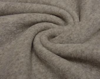 Fabric, knitted fabric, merino wool fleece, beige melange, solid color, coat fabric, jacket fabric