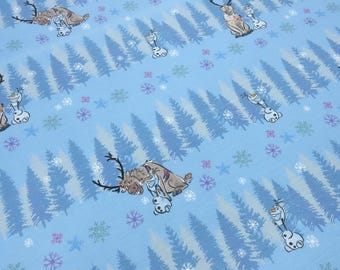 Tessuto jersey di cotone Disney Frozen Olfa design azzurro bianco multicolore tessuto per bambini tessuto per abiti tessuto con licenza