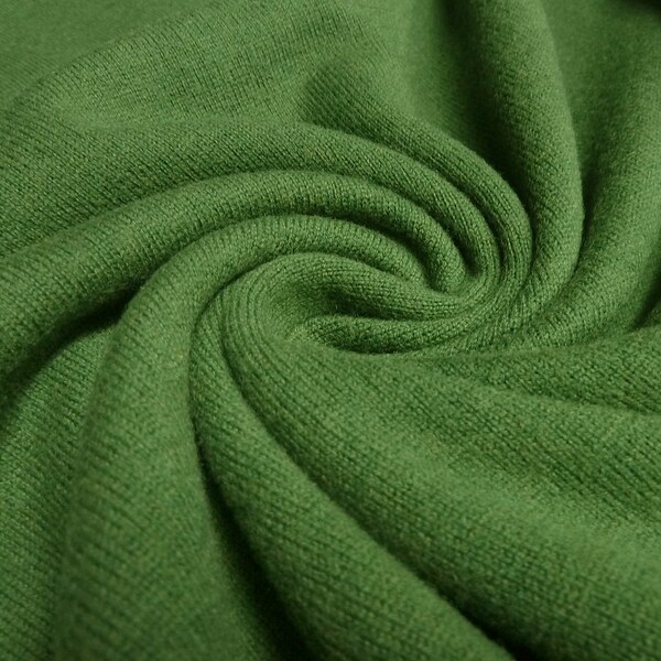 Stoff Ital. Strickstoff 100% Merino Merinostrick Wolle uni grün Kleiderstoff Kinderstoff