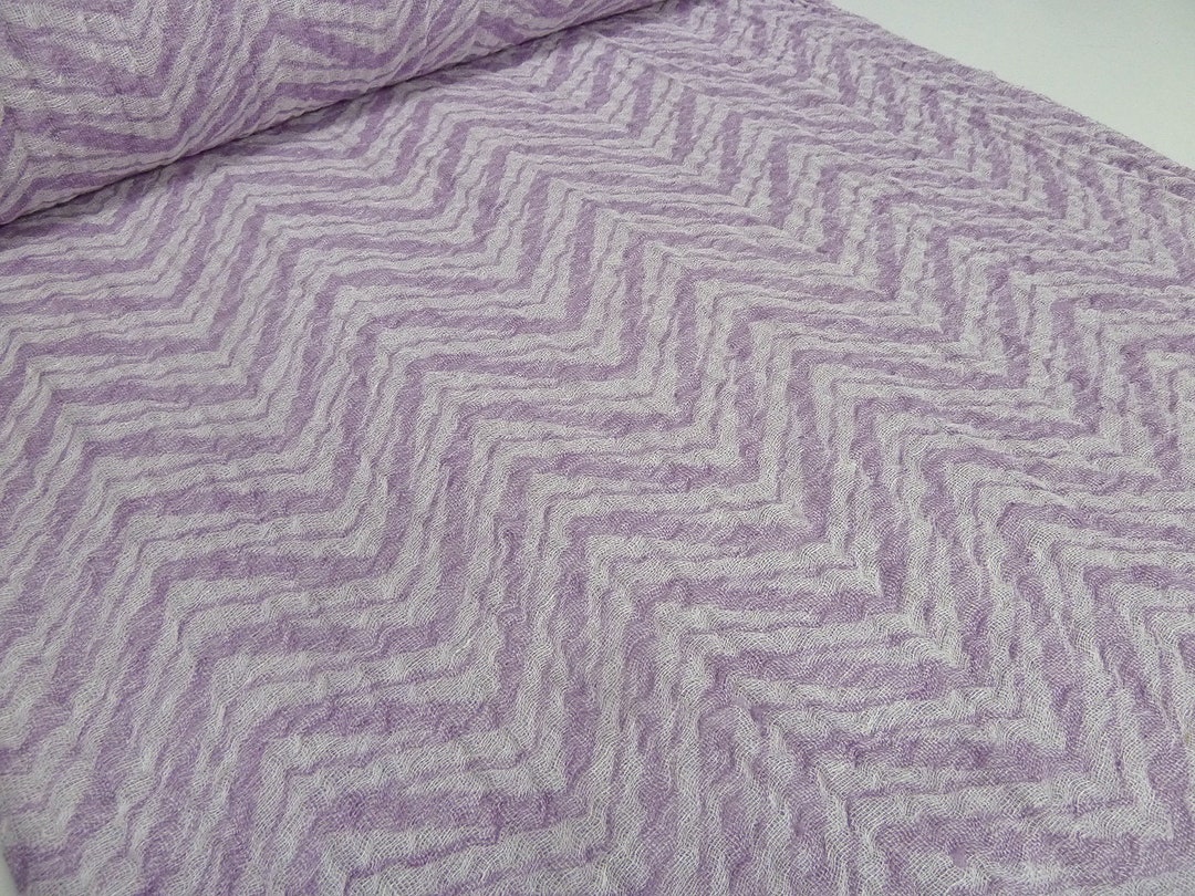 Fabric Italian Linen Jacquard Crash Fresh Burr White Lilac Dress Fabric ...