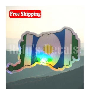 Holographic Orocovis Map with Flag Logo Waterproof Vinyl Sticker Car Window Laptop Wall Free Shipping