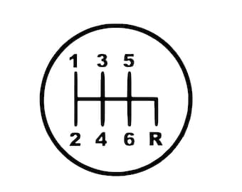 6 Speed Manual Stick Shift Pattern Vinyl Decal - Car, Truck, Laptop