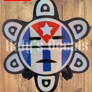 Holographic Sol Taino Sun Cuban Flag Logo Waterproof Vinyl Decal Sticker Car Window Laptop Wall Free Shipping