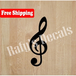 TREBLE CLEF VINYL Decal Sticker Music Choose Size and Color Free Shipping