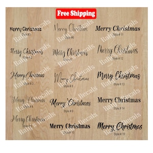 Merry Christmas Vinyl Decal, Laptop Decal, Car Decal, Yet Decal, Tumbler Decal, Choose Size/Color Free Shipping