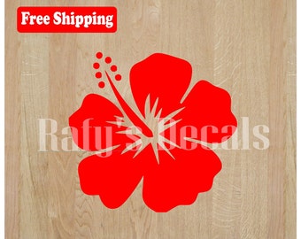 HIBISCUS FLOWER Vinyl Decal Sticker, Tropical Flower, Car Window, Laptop, Ipod, Ipad, Choose Color Free Shipping