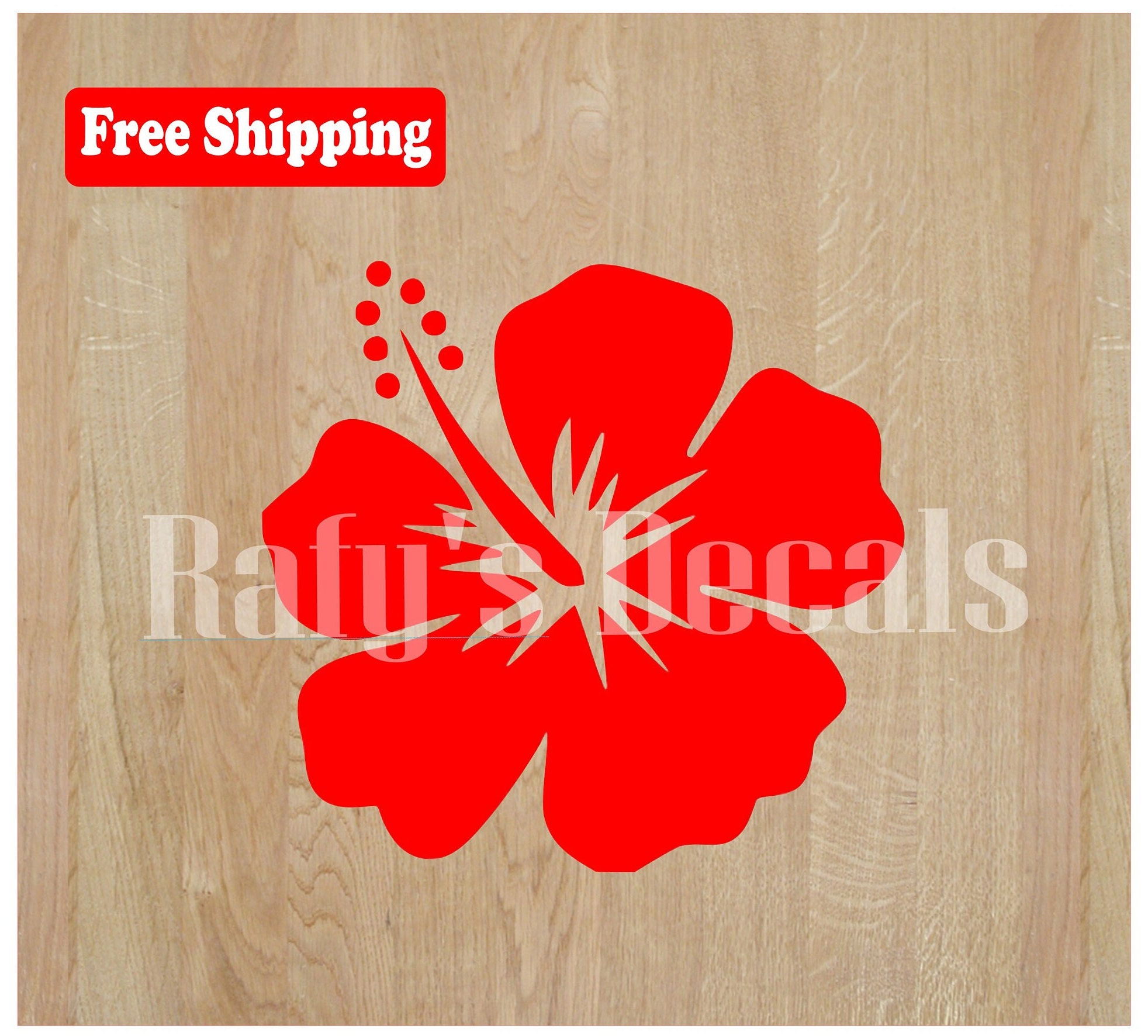 2 stickers autocollant fleur hibiscus