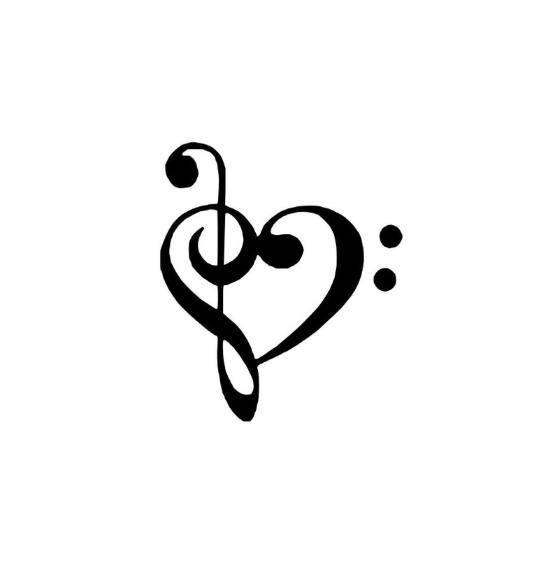 Bass Treble Clef Heart Vinyl Decal Sticker - Etsy