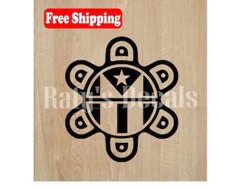 Taino Sun Vinyl Decal: Puerto Rico Flag Logo Sticker