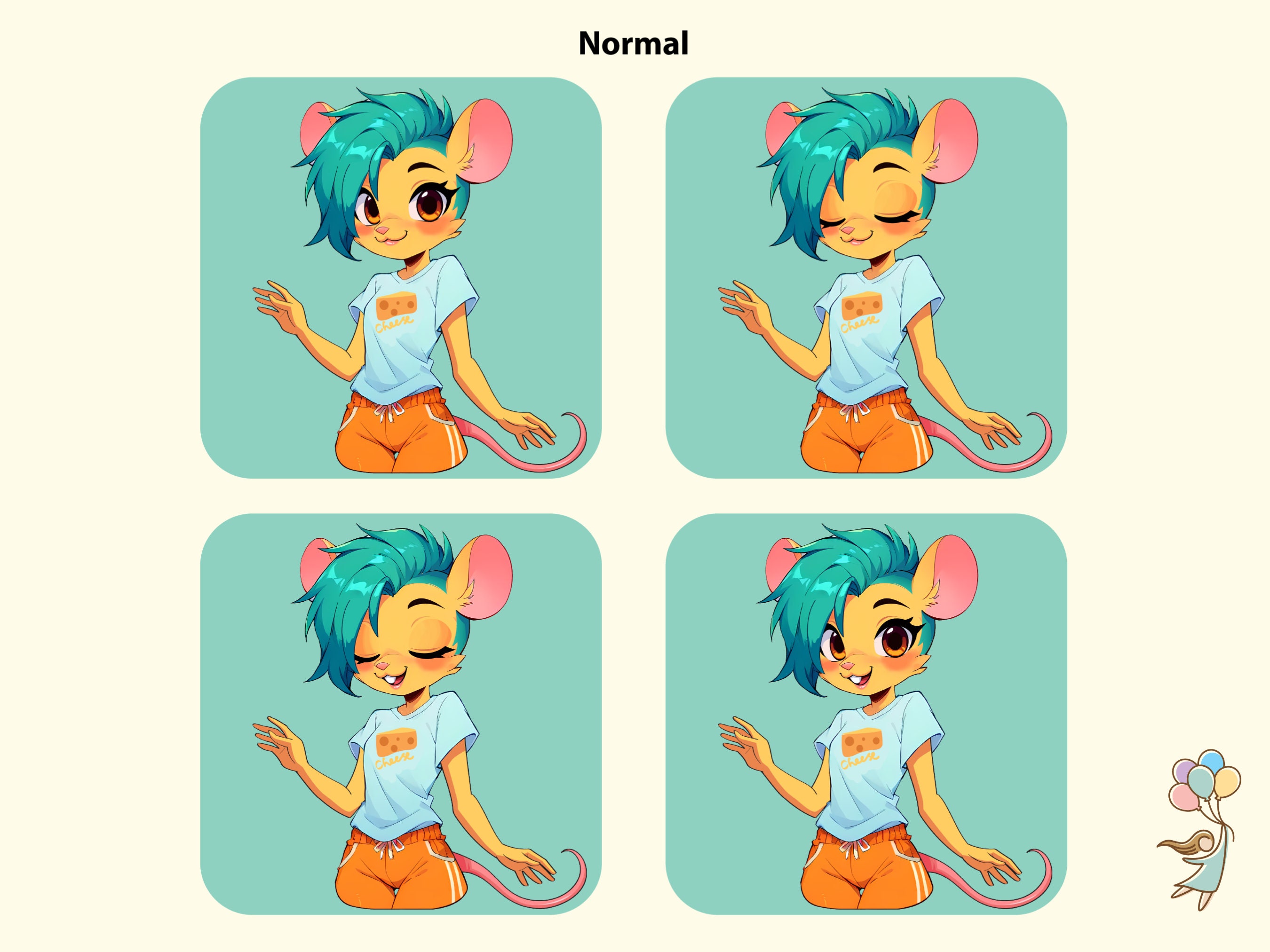 Cartoon Anime Anthro Cute Mouse Girl in Cozy Shirt Pngtuber | Kawaii ...