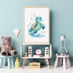 Mermaid Nursery Wall Art Prints – Set Of 6, Sea Life Watercolor, 8x10 Inch