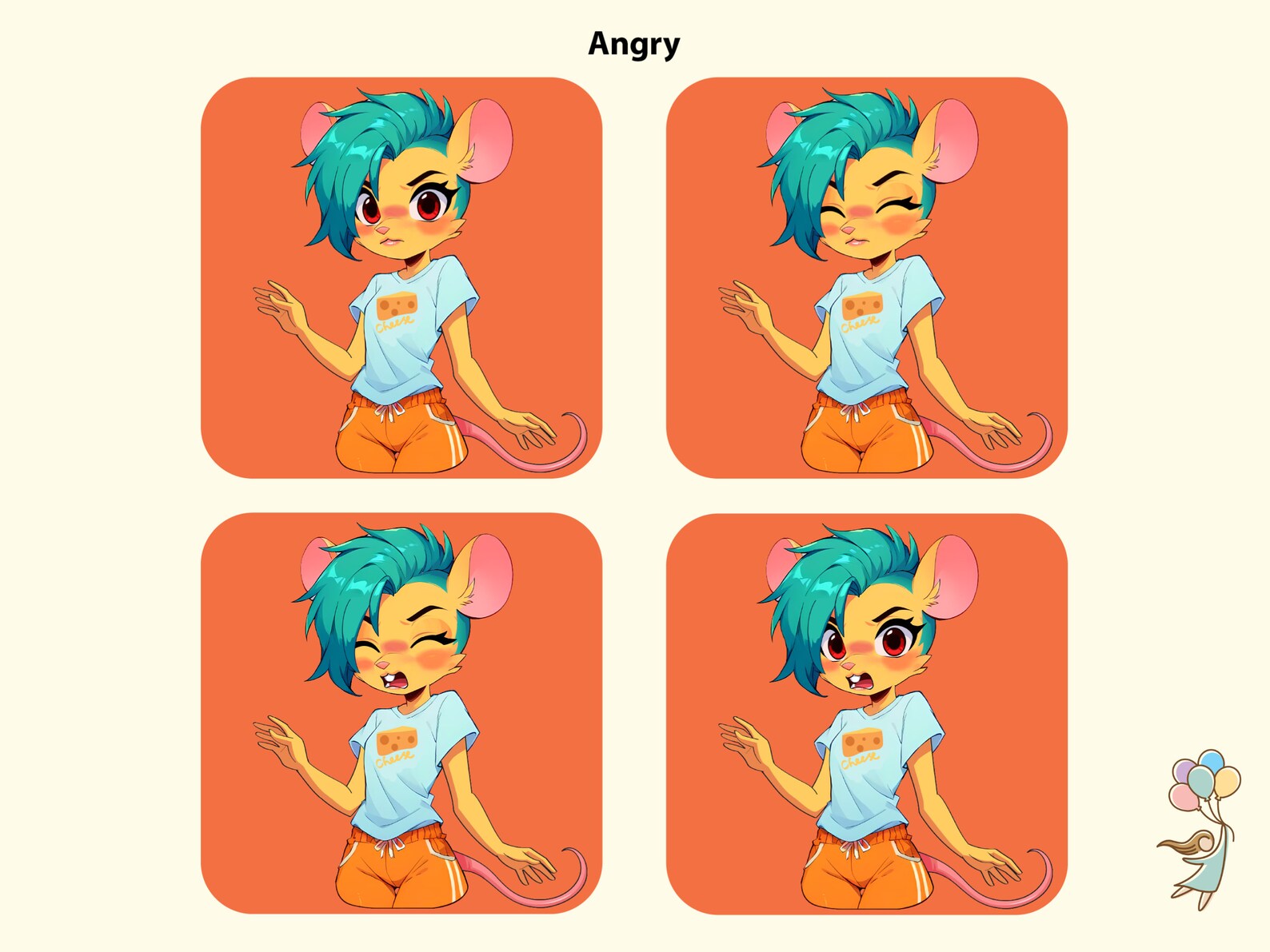 Cartoon Anime Anthro Cute Mouse Girl in Cozy Shirt Pngtuber | Kawaii ...