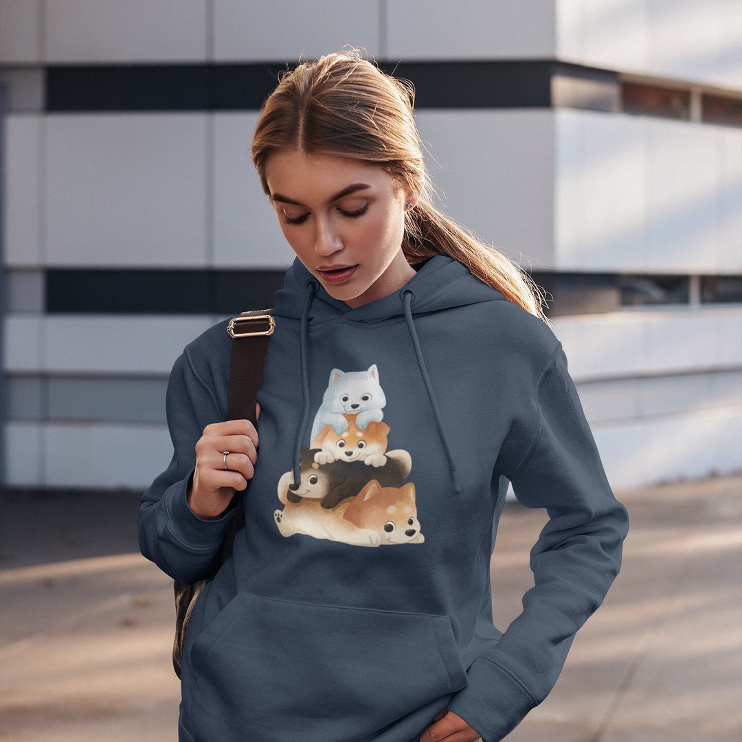 Shiba inu hooded plush sweatshirt clearance